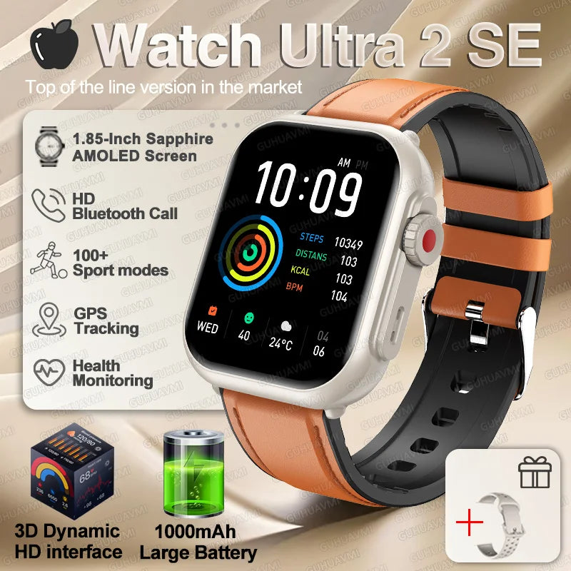 NEW Ultra 2 SE Men And Women 1000mAh AMOLED Heart Rate GPS Track 100+Sports HD call Smart Watch For IOS and Android