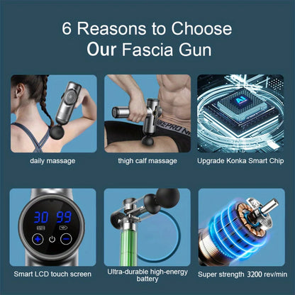 Portable Fascia Massage Gun | Deep Tissue Percussion Massager for Body & Neck