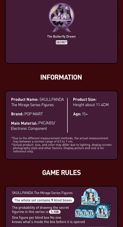 #ToyTok POP MART SKULLPANDA The Mirage Series Figures Mystery Box 1PC/9PCS POP MART Blind Box Action Figure Cute Toy