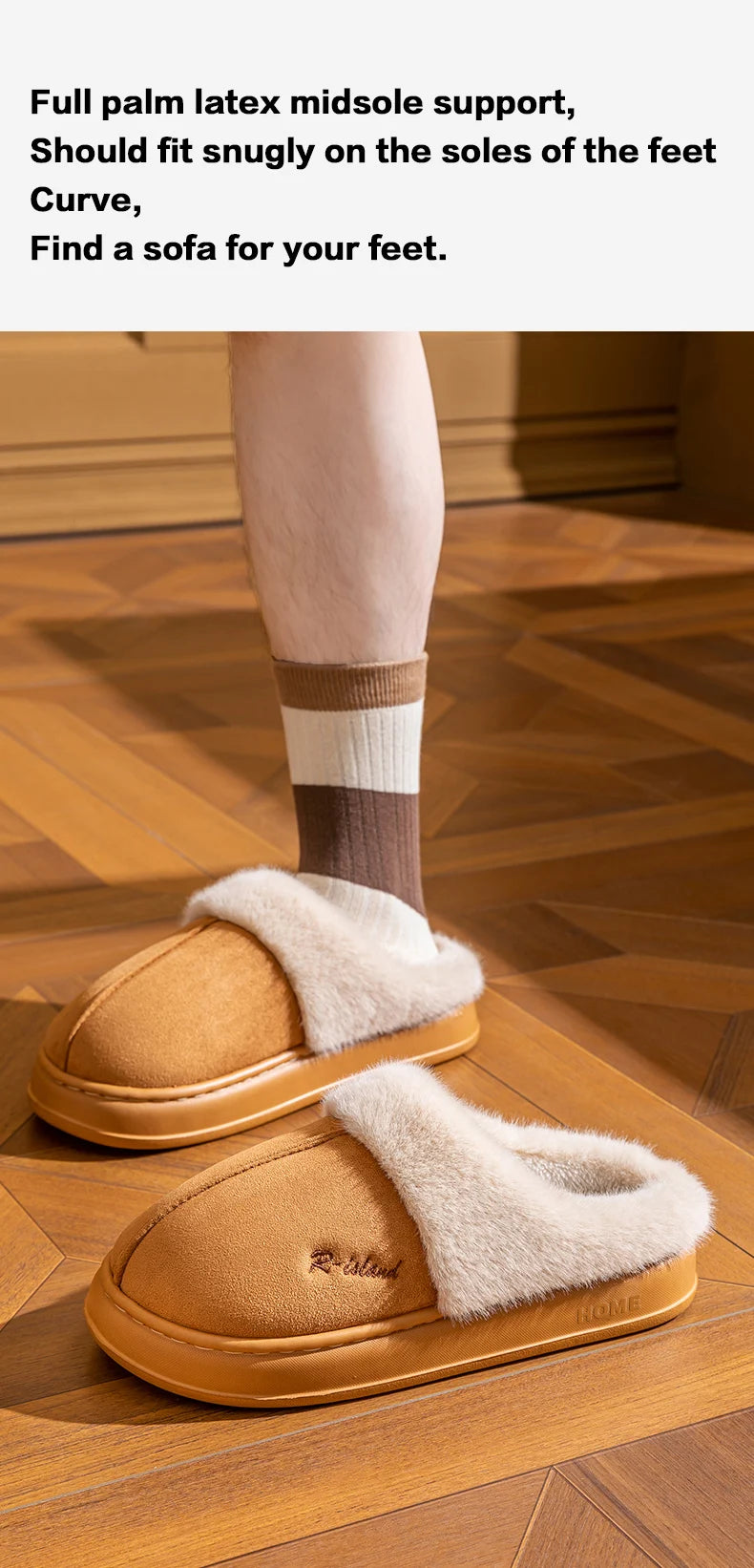 Cotton slippers for women in winter, thick soled indoor home, warm and comfortable, with plush couple slippers for men