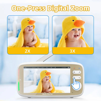 5" Smart Baby Monitor | WiFi, PTZ Cam, Night Vision & Two-Way Audio