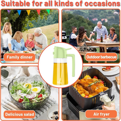 Oil Dispenser,15.8oz/470ml,2in1 Oil Sprayer & Pourer for Salads,Frying,Grilling,Ideal for Kitchen,Glass Oil Sprayer Bottle