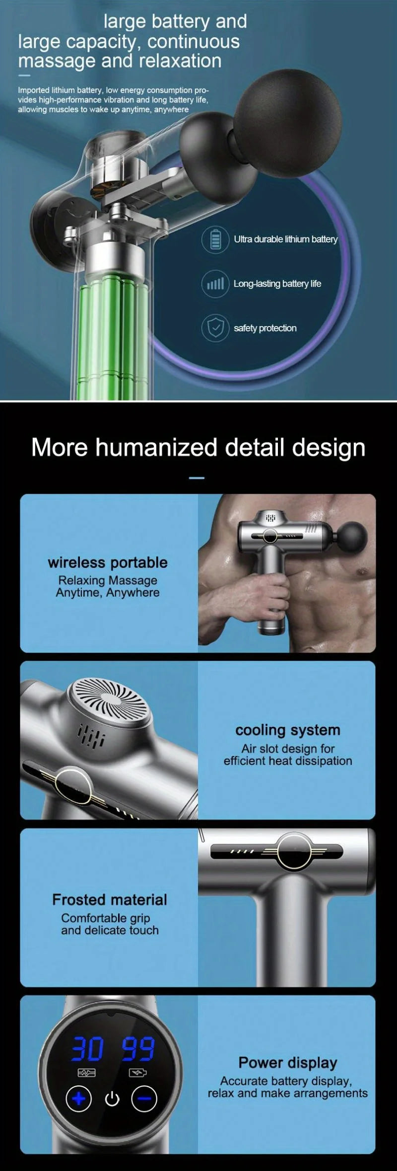 Portable Fascia Massage Gun | Deep Tissue Percussion Massager for Body & Neck