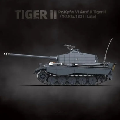 The King Tiger Heavy Tank Sd.Kfz. 182 World War II building blocks black tiger tracked armored car boy toy model 100301