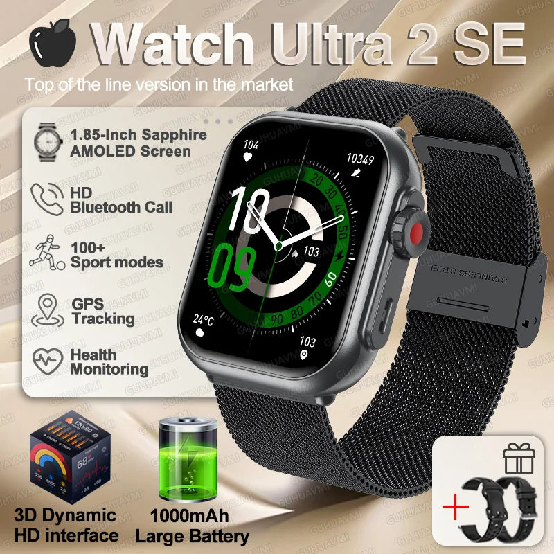NEW Ultra 2 SE Men And Women 1000mAh AMOLED Heart Rate GPS Track 100+Sports HD call Smart Watch For IOS and Android