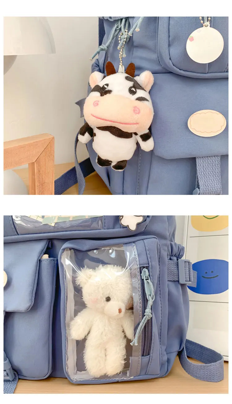 Cute Nylon Backpack Suitable for Young Girls, Female Students, and Ladies, Multi-Pocket Student Backpack