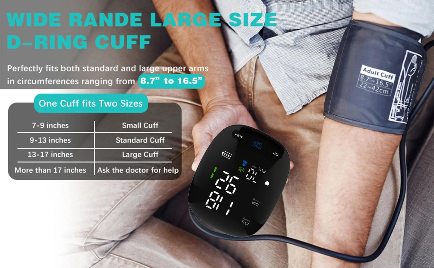 Kingclinic New Household Arm Type Digital Electronic Portable LED Smart Blood Pressure Meter BP Monitor