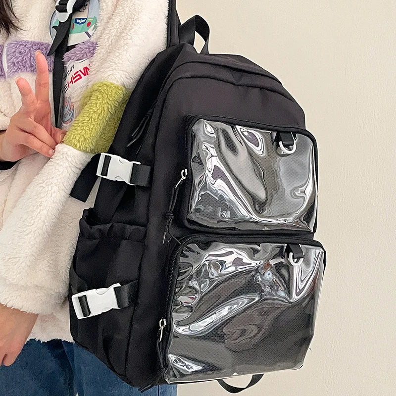 Japanese Style Transparent Ita Bag for Girls Comic Cons Large Capacity Women Backpack Fashion School Bags for College Student JK