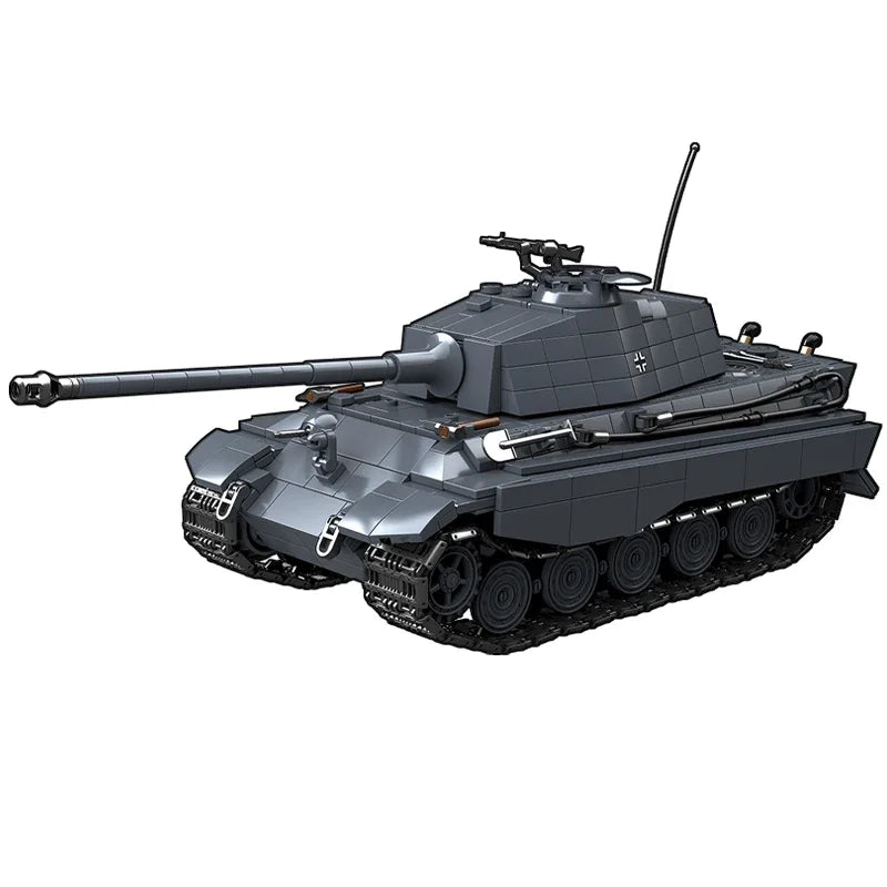 The King Tiger Heavy Tank Sd.Kfz. 182 World War II building blocks black tiger tracked armored car boy toy model 100301