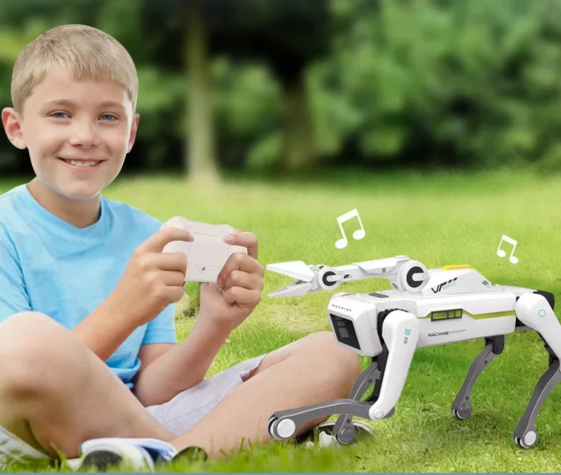 Teeggi Electric RC Intelligent Robot Dog with Clip Multifunction RC Mechanical Dog Educational Toy Bionic Smart Robot Toy Gift
