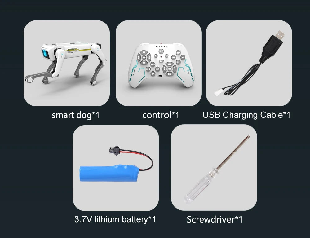 Teeggi Electric RC Intelligent Robot Dog with Clip Multifunction RC Mechanical Dog Educational Toy Bionic Smart Robot Toy Gift