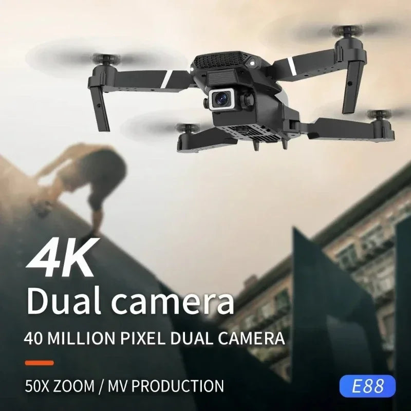 New E88 Pro WiFi FPV Drone - 4K/1080P Wide Angle HD Camera Foldable Quadcopter with Altitude Hold