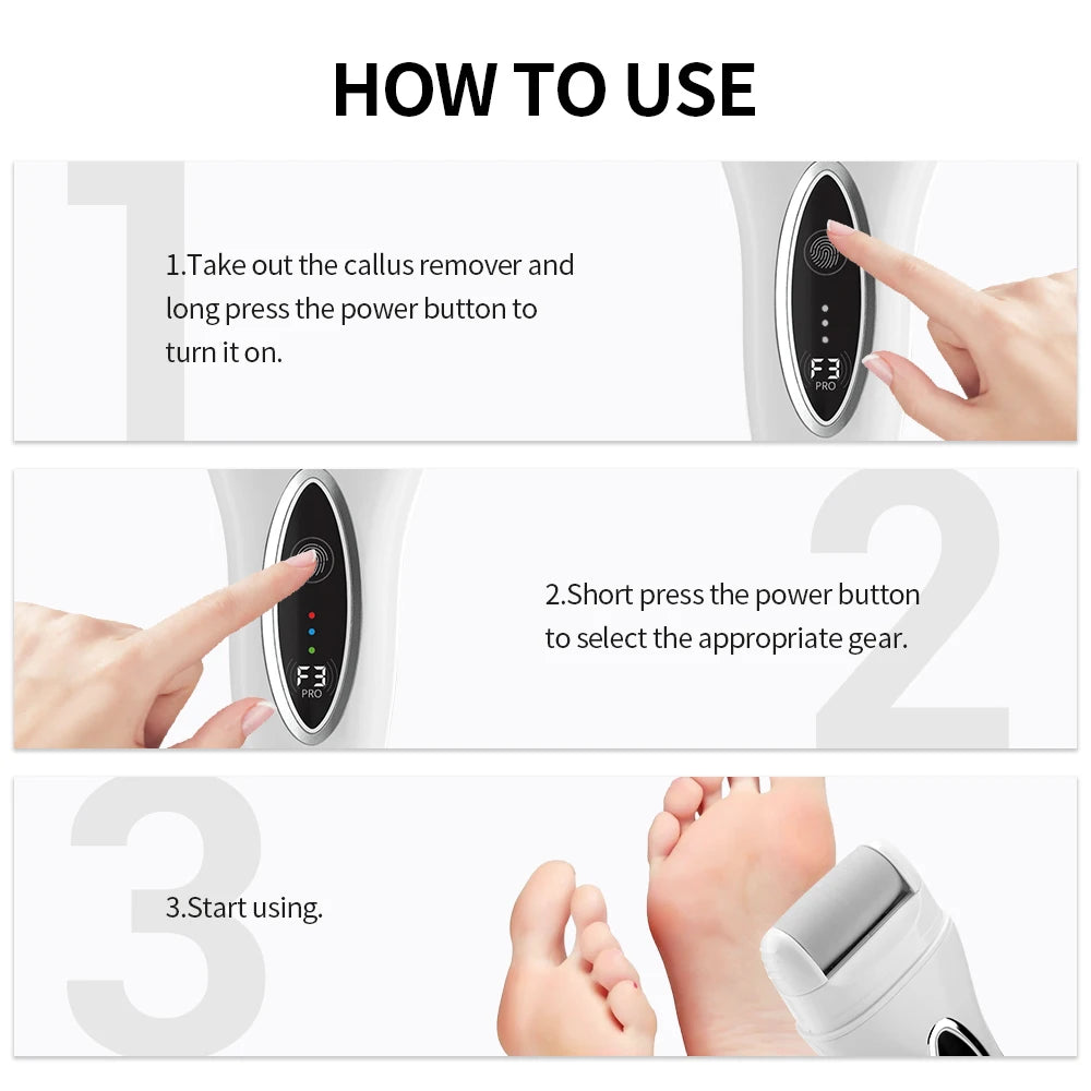 Electric Foot Grinder with Digital Display Rechargeable Callus Remover IPX4 Portable Foot File Heel Dead Skin Callu Removal Tool