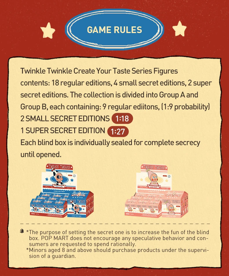 POP MART Twinkle Twinkle Create Your Taste Series Figures A Mystery Box 1PC/9PCS POPMART Blind Box Cute Figurine Toy