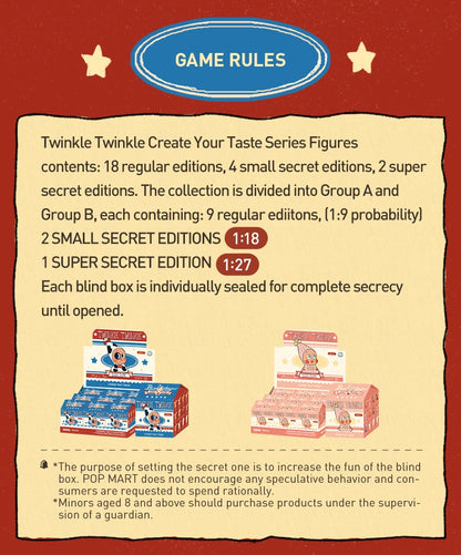 POP MART Twinkle Twinkle Create Your Taste Series Figures B Mystery Box 1PC/9PCS POPMART Blind Box Cute Figurine Toy