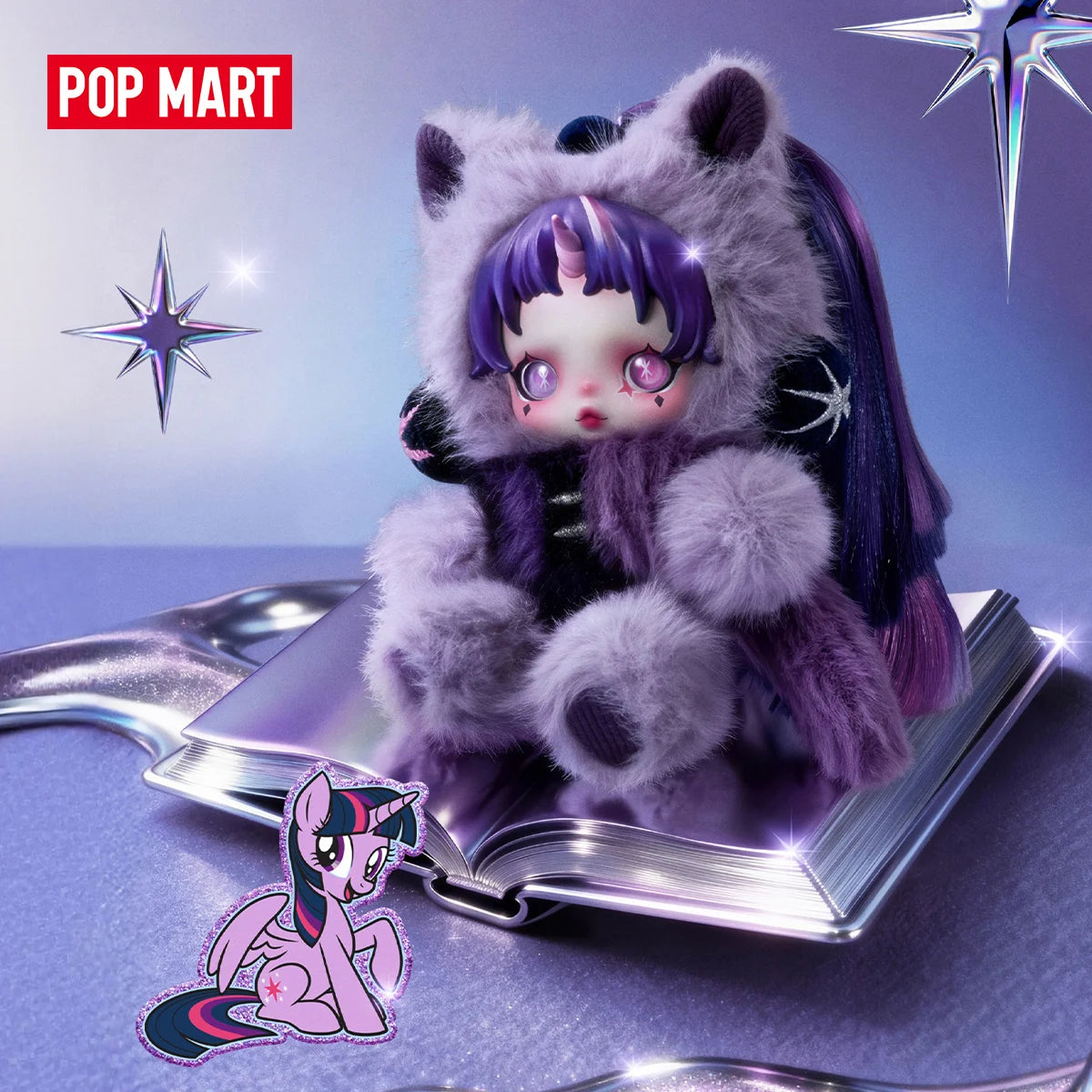 POP MART θ SKULLPANDA × My Little Pony Series Plush Doll Pendant Blind Box Mystery Box 1PC/6PCS