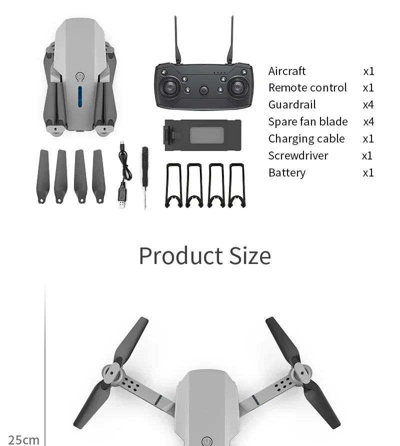 New E88 Pro WiFi FPV Drone - 4K/1080P Wide Angle HD Camera Foldable Quadcopter with Altitude Hold