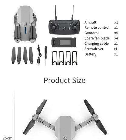 New E88 Pro WiFi FPV Drone - 4K/1080P Wide Angle HD Camera Foldable Quadcopter with Altitude Hold
