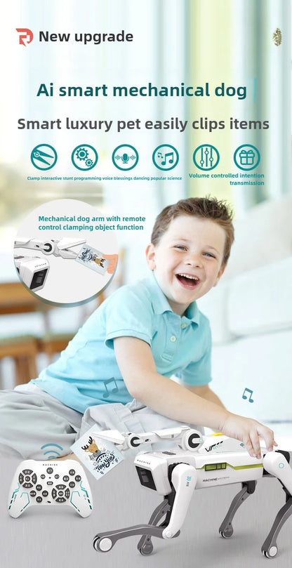 Teeggi Electric RC Intelligent Robot Dog with Clip Multifunction RC Mechanical Dog Educational Toy Bionic Smart Robot Toy Gift