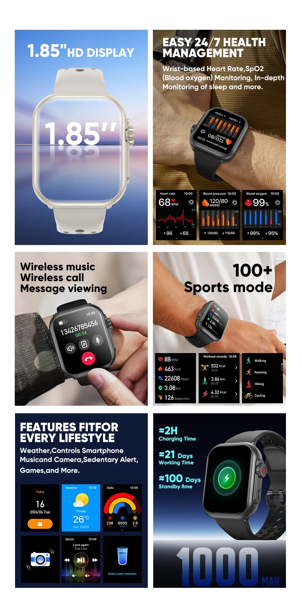 NEW Ultra 2 SE Men And Women 1000mAh AMOLED Heart Rate GPS Track 100+Sports HD call Smart Watch For IOS and Android