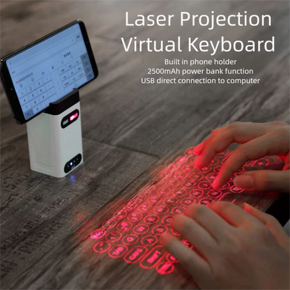 Laser Projection Bluetooth Keyboard | Wireless Virtual Keyboard with 2500mAh Power Bank