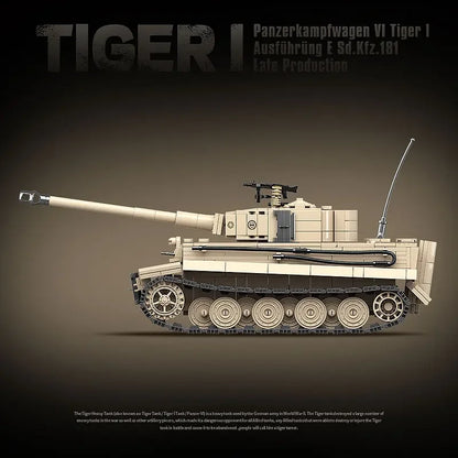 Military WW2 Tiger I Heavy Tank Building Blocks KV-2 Panther Tanks Army Weapons Soldiers Bricks Kids Toys Children Birthday Gift