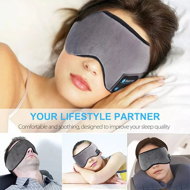 Bluetooth 3D Eye Mask Headphones Music Sleeping Headband Earphones Soft Elastic Comfortable Wireless Headset Sleep Eye Mask