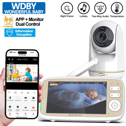5" Smart Baby Monitor | WiFi, PTZ Cam, Night Vision & Two-Way Audio