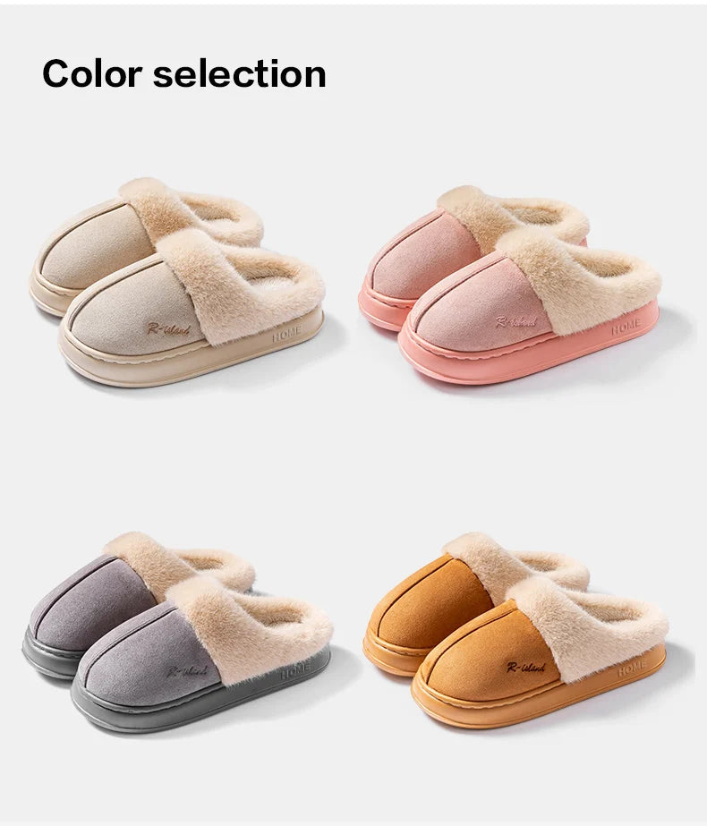 Cotton slippers for women in winter, thick soled indoor home, warm and comfortable, with plush couple slippers for men