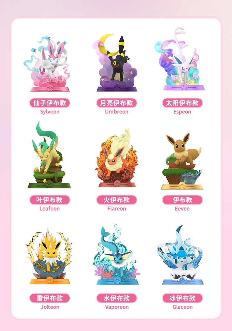 Anime Pokemon Funism Original Adventure Eevee Family Suit BlindBox Flareon Espeon Sylveon ActionFigure Collection Model Toy Gift