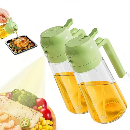 Oil Dispenser,15.8oz/470ml,2in1 Oil Sprayer & Pourer for Salads,Frying,Grilling,Ideal for Kitchen,Glass Oil Sprayer Bottle