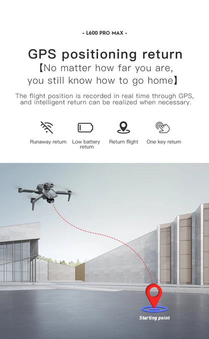 New L600 PRO MAX/PRO GPS Drone 5KM 4K Professional HD Dual Camera 3-Axis Gimbal 360° Obstacle Avoidance Brushless Quadcopter Toy