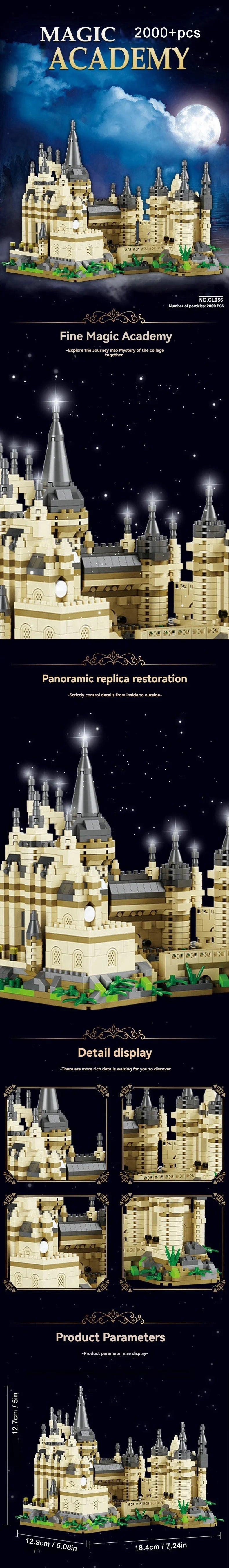 Magic Castle Medieval Architecture Building Set Creative Technical Assembly Bricks MOC Kit Gift Adults Kids Holiday