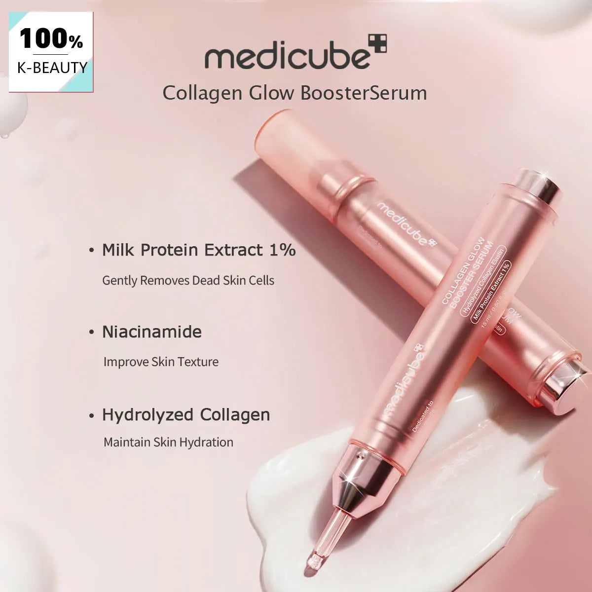 Medicube Collagen Glow Booster Serum 15ml,Smooth & Fast-Absorbing,Hydrating Feel,Provides Skin Moisture,K-Beauty,Korean Makeup