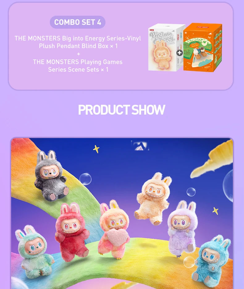 POP MART THE MONSTERS Big into Energy Series-Vinyl Plush Pendant Blind Box 1PC/6PCS Mystery Box