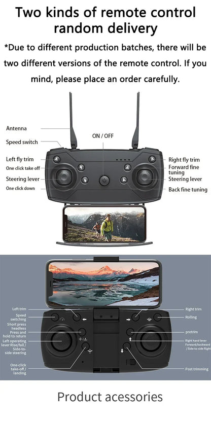 New E88 Pro WiFi FPV Drone - 4K/1080P Wide Angle HD Camera Foldable Quadcopter with Altitude Hold