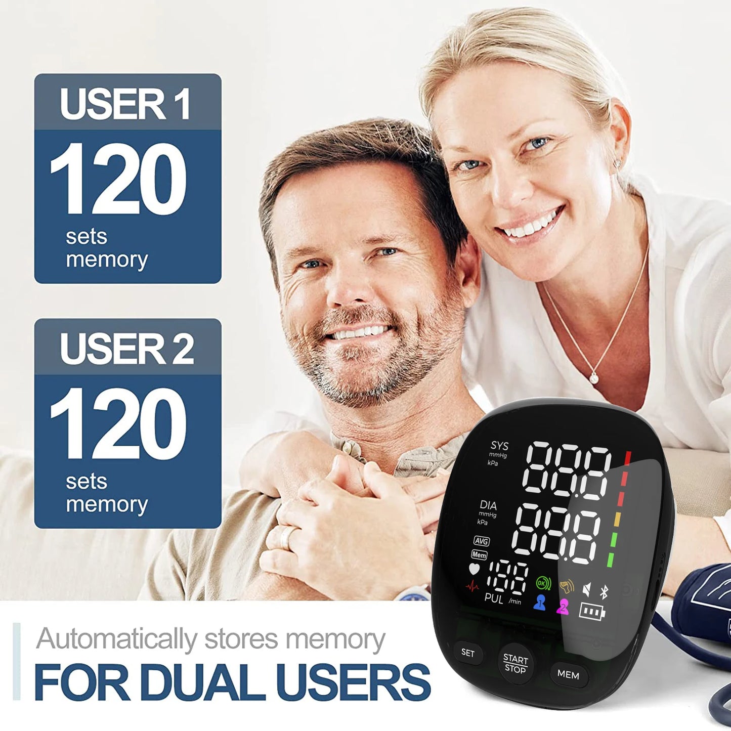 Kingclinic New Household Arm Type Digital Electronic Portable LED Smart Blood Pressure Meter BP Monitor