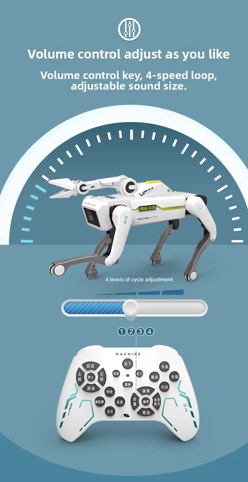Teeggi Electric RC Intelligent Robot Dog with Clip Multifunction RC Mechanical Dog Educational Toy Bionic Smart Robot Toy Gift