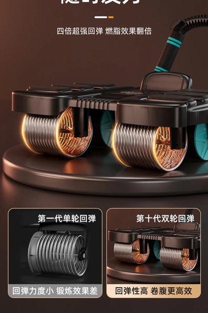 4-Wheel 6-Elbow Abdominal Wheel with Automatic Rebound for Home Plank, Abdominal Curl Training Device