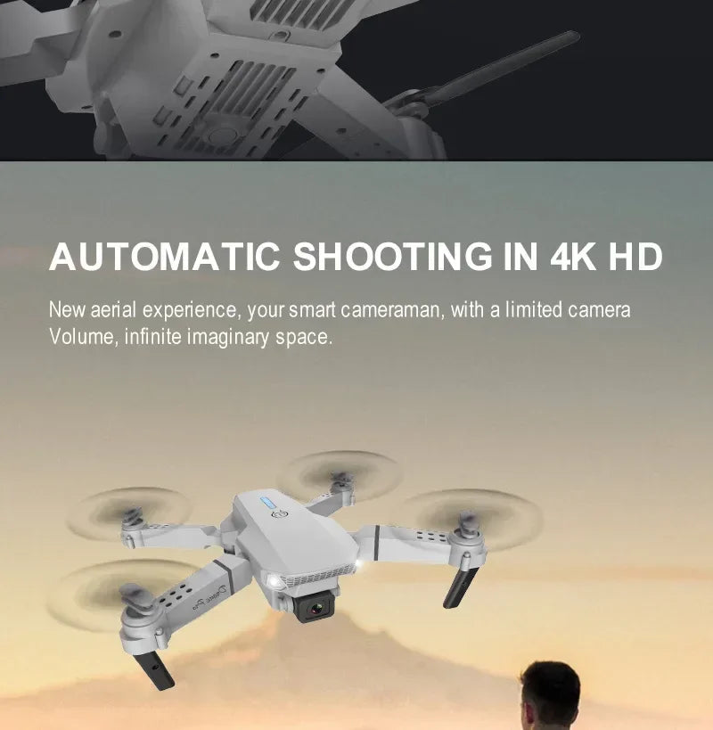 New E88 Pro WiFi FPV Drone - 4K/1080P Wide Angle HD Camera Foldable Quadcopter with Altitude Hold
