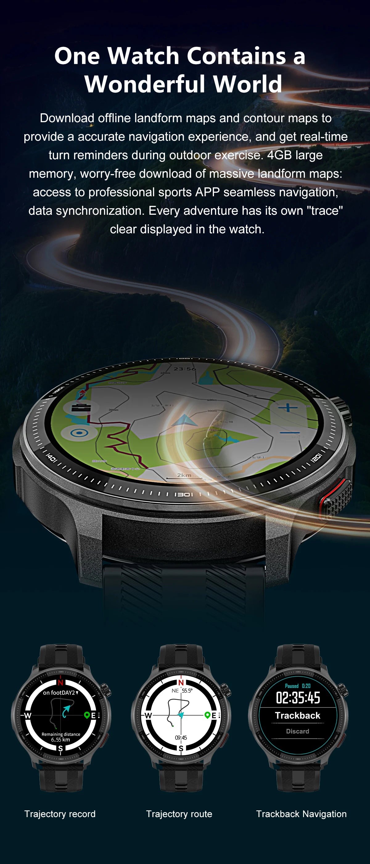 2026 New Smart Watch GPS offline map 4GB Video Player Compass 10ATM Waterproof Smartwatch Men Heart rate Sports outdoor tracking