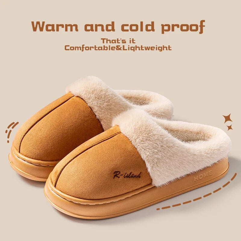 Cotton slippers for women in winter, thick soled indoor home, warm and comfortable, with plush couple slippers for men