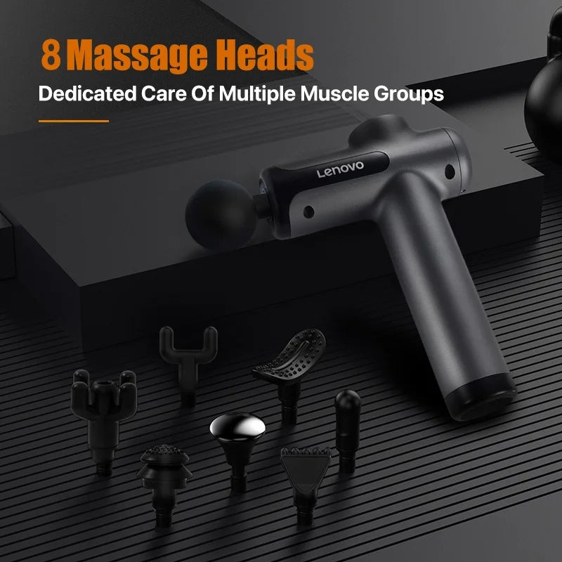 Lenovo Powerful Wireless Massager Gun - 8 Massage Heads, Rechargeable Deep Tissue Percussion Massager
