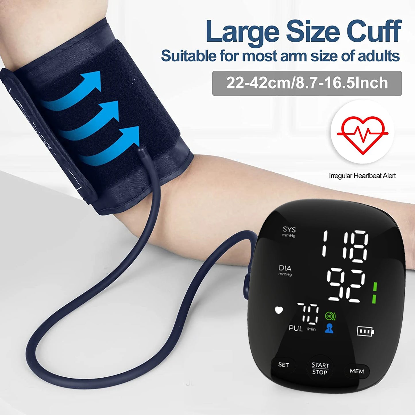 Kingclinic New Household Arm Type Digital Electronic Portable LED Smart Blood Pressure Meter BP Monitor