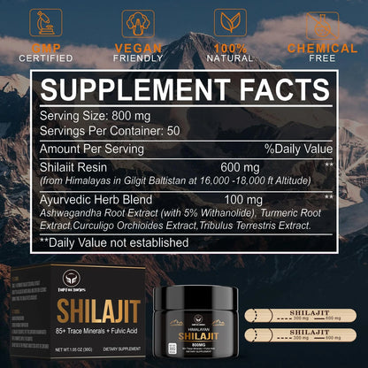 Pure Himalayan Shilajit Resin | 85+ Trace Minerals & Fulvic Acid – 50g