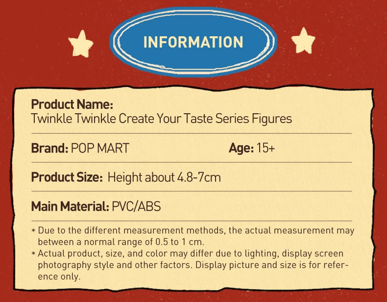 POP MART Twinkle Twinkle Create Your Taste Series Figures B Mystery Box 1PC/9PCS POPMART Blind Box Cute Figurine Toy
