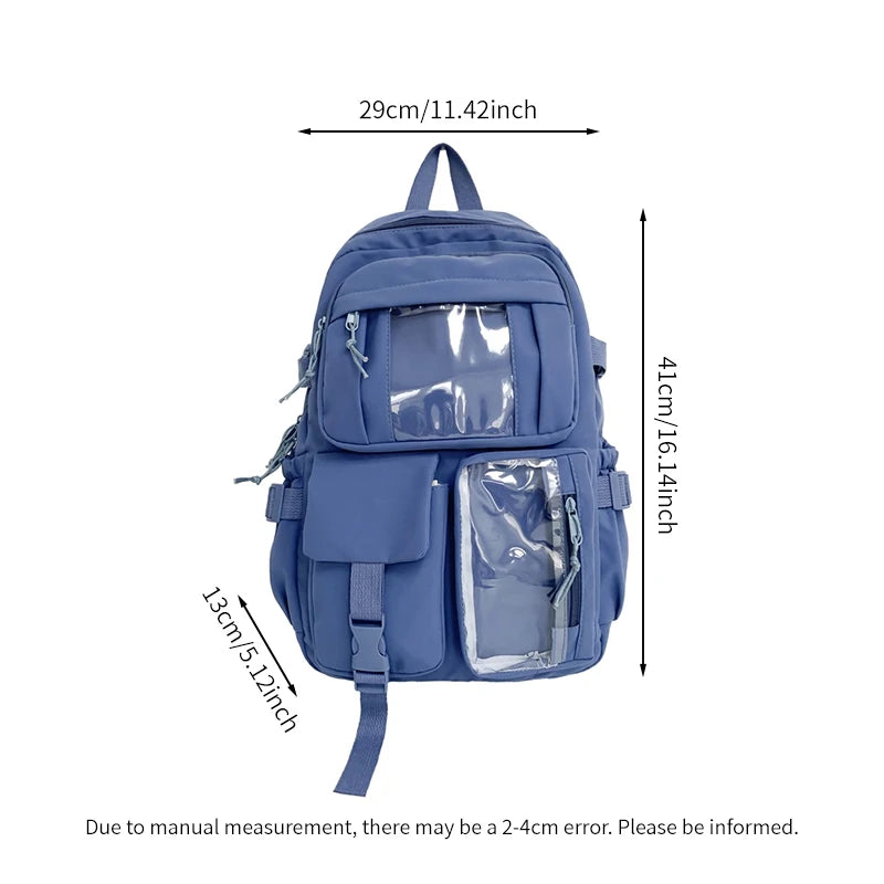 Cute Nylon Backpack Suitable for Young Girls, Female Students, and Ladies, Multi-Pocket Student Backpack