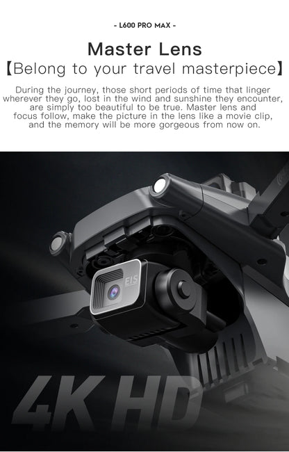 New L600 PRO MAX/PRO GPS Drone 5KM 4K Professional HD Dual Camera 3-Axis Gimbal 360° Obstacle Avoidance Brushless Quadcopter Toy