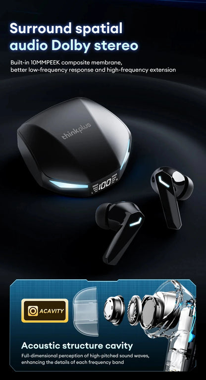 New Lenovo XT53 Wireless Upgrade Bluetooth 5.4 Earphones LED Digital Display Waterproof Headphones Low Latency Gaming Earbuds