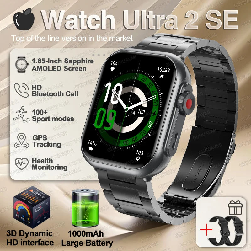 NEW Ultra 2 SE Men And Women 1000mAh AMOLED Heart Rate GPS Track 100+Sports HD call Smart Watch For IOS and Android